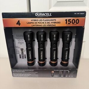 Duracell Durabeam Ultra Hybrid LED Flashlights 1500 Lumens Rechargeable 4 Pack